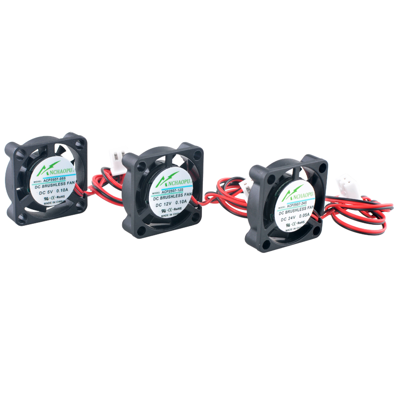 Raspberry Pi Water Cooling Kit - Anchaopu-プリンター電源と互換性のある超薄型冷却ファン、raspberry pi、25mm、2.5cm、25x25x7mm、2ピンマイクロdc5v、12v、24v